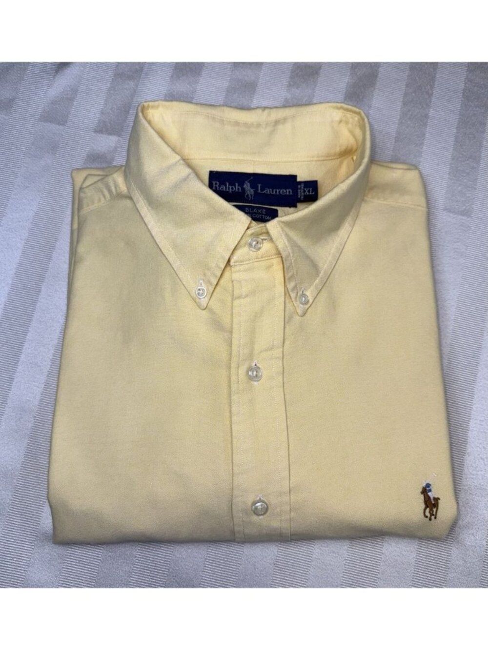 Ralph Lauren Mens XL Blake Button Down Oxford Shirt Yellow Long Sleeve Pony - Picture 15 of 15